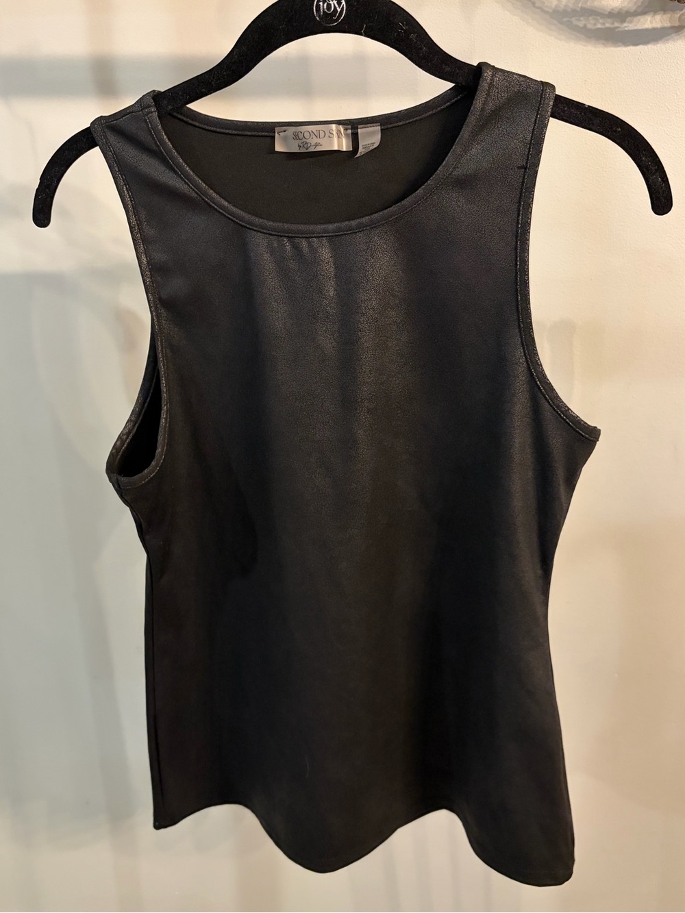 Second Skin by Rd Style embossed Black Faux Leather Sleeveless Tank size large